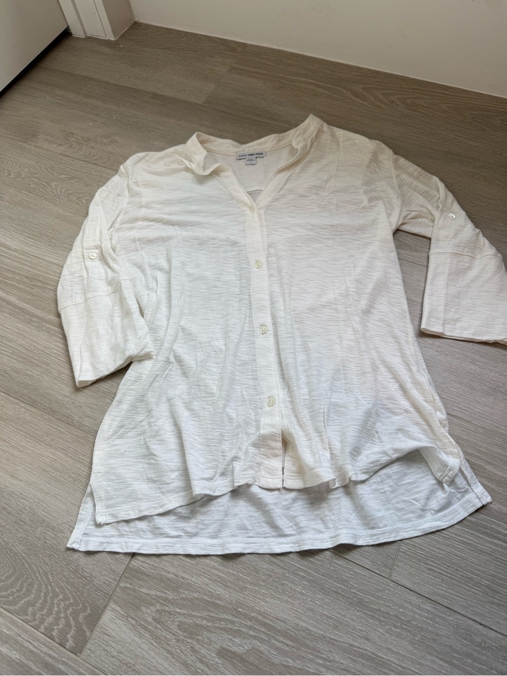 James Perse Lightweight White Button-Front Tunic Top